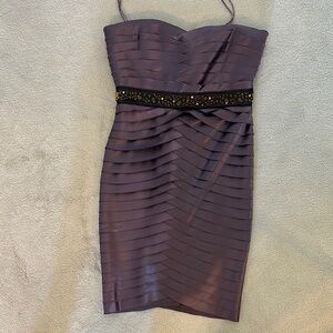 BCBGMaxAzria Purple Strapless Sheath Dress